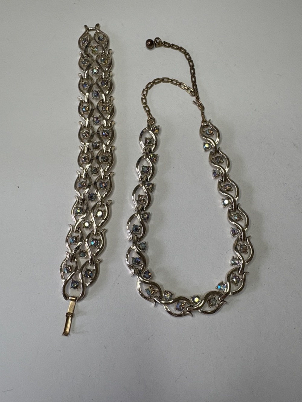 Gold-Tone Crystal Link Necklace & Bracelet Set